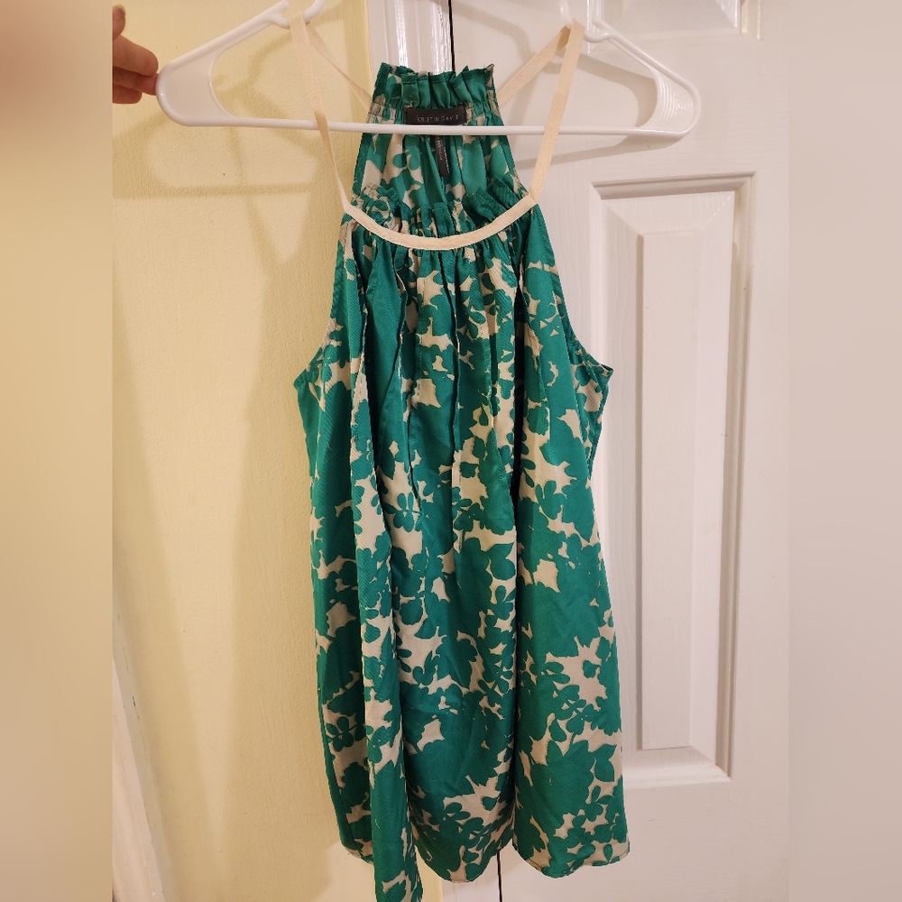 Kristin Davis Green Floral Tunic Tank